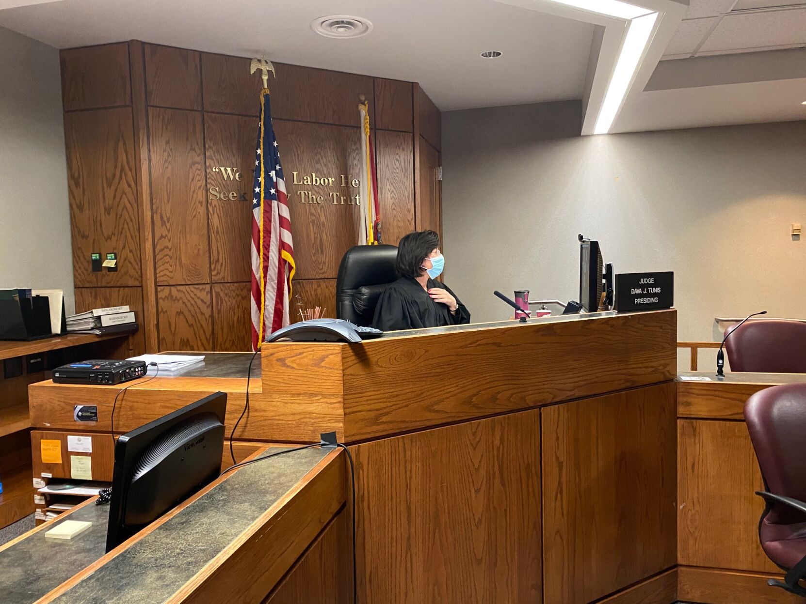 Judge Tunis in court during Covid.